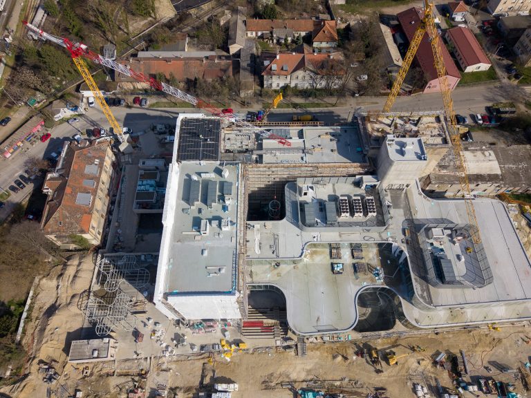 Zračni pogled na gradilište Paromlina u Zagrebu u ožujku 2026.